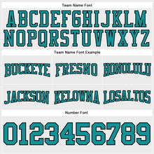 Load image into Gallery viewer, Custom Stitched White Teal-Black Football Pullover Sweatshirt Hoodie