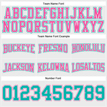 Laden Sie das Bild in den Galerie-Viewer, Custom Stitched White Aqua-Pink Football Pullover Sweatshirt Hoodie