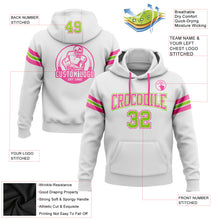 Laden Sie das Bild in den Galerie-Viewer, Custom Stitched White Neon Green-Pink Football Pullover Sweatshirt Hoodie