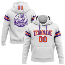 Load image into Gallery viewer, Custom Stitched White Orange-Purple Football Pullover Sweatshirt Hoodie
