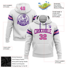 Laden Sie das Bild in den Galerie-Viewer, Custom Stitched White Pink-Purple Football Pullover Sweatshirt Hoodie