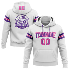 Laden Sie das Bild in den Galerie-Viewer, Custom Stitched White Pink-Purple Football Pullover Sweatshirt Hoodie