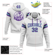 Load image into Gallery viewer, Custom Stitched White Purple-Teal Football Pullover Sweatshirt Hoodie
