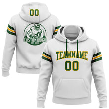 Laden Sie das Bild in den Galerie-Viewer, Custom Stitched White Green-Gold Football Pullover Sweatshirt Hoodie