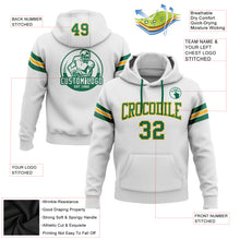 Load image into Gallery viewer, Custom Stitched White Kelly Green-Gold Football Pullover Sweatshirt Hoodie
