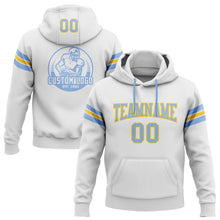 Load image into Gallery viewer, Custom Stitched White Light Blue-Yellow Football Pullover Sweatshirt Hoodie