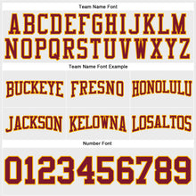 Load image into Gallery viewer, Custom Stitched White Crimson-Gold Football Pullover Sweatshirt Hoodie
