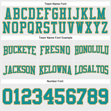 Load image into Gallery viewer, Custom Stitched White Teal-Old Gold Football Pullover Sweatshirt Hoodie