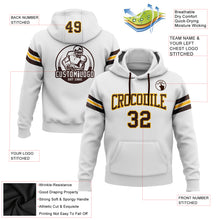 Laden Sie das Bild in den Galerie-Viewer, Custom Stitched White Brown-Gold Football Pullover Sweatshirt Hoodie
