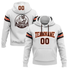 Laden Sie das Bild in den Galerie-Viewer, Custom Stitched White Brown-Orange Football Pullover Sweatshirt Hoodie