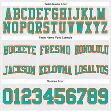 Laden Sie das Bild in den Galerie-Viewer, Custom Stitched White Aqua-Orange Football Pullover Sweatshirt Hoodie