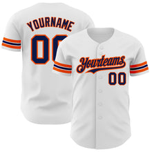 Load image into Gallery viewer, Custom White Navy-Orange Authentic Baseball Jersey