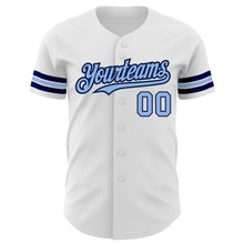Загрузить изображение в средство просмотра галереи, Custom White Light Blue-Navy Authentic Baseball Jersey