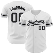 Load image into Gallery viewer, Custom White Black-Gray Authentic Baseball Jersey