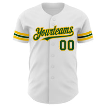 Load image into Gallery viewer, Custom White Green-Gold Authentic Baseball Jersey