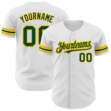 Load image into Gallery viewer, Custom White Green-Gold Authentic Baseball Jersey