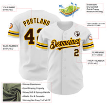 Load image into Gallery viewer, Custom White Brown-Gold Authentic Baseball Jersey