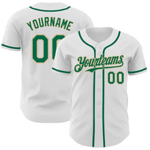 Charger l'image dans la galerie, Custom White Kelly Green-Vegas Gold Authentic Baseball Jersey