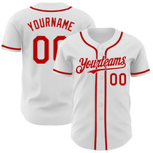 Laden Sie das Bild in den Galerie-Viewer, Custom White Red Authentic Baseball Jersey