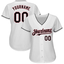 Load image into Gallery viewer, Custom White Black-Medium Pink Authentic Baseball Jersey