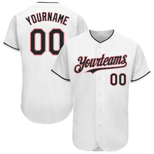 Load image into Gallery viewer, Custom White Black-Medium Pink Authentic Baseball Jersey