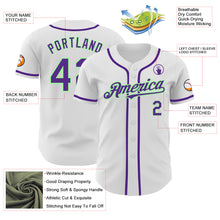 Загрузить изображение в средство просмотра галереи, Custom White Purple-Pea Green Authentic Baseball Jersey