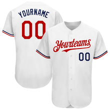 Загрузить изображение в средство просмотра галереи, Custom White Red-Navy Authentic Baseball Jersey