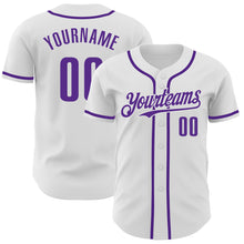 Charger l'image dans la galerie, Custom White Purple Authentic Baseball Jersey