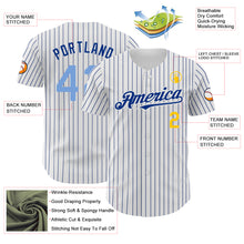 Load image into Gallery viewer, Custom White Royal Pinstripe Light Blue-Yellow Authentic Baseball Jersey