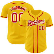 Load image into Gallery viewer, Custom Yellow Red-White Authentic Baseball Jersey
