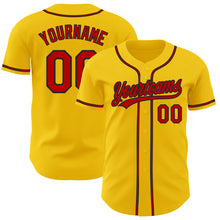 Load image into Gallery viewer, Custom Yellow Red-Black Authentic Baseball Jersey