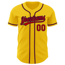 Load image into Gallery viewer, Custom Yellow Red-Navy Authentic Baseball Jersey
