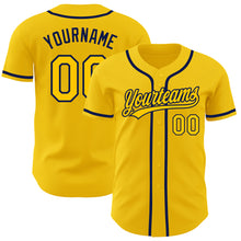 Загрузить изображение в средство просмотра галереи, Custom Yellow Navy Authentic Baseball Jersey