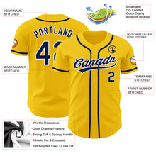 Загрузить изображение в средство просмотра галереи, Custom Yellow Navy-White Authentic Baseball Jersey