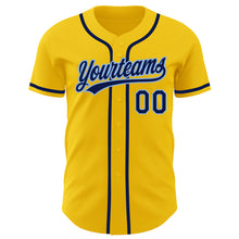 Загрузить изображение в средство просмотра галереи, Custom Yellow Navy-Light Blue Authentic Baseball Jersey