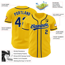 Load image into Gallery viewer, Custom Yellow Navy-Light Blue Authentic Baseball Jersey
