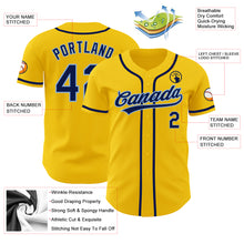Загрузить изображение в средство просмотра галереи, Custom Yellow Navy-Light Blue Authentic Baseball Jersey