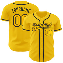Load image into Gallery viewer, Custom Yellow Gold-Black Authentic Baseball Jersey
