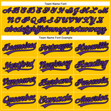 Load image into Gallery viewer, Custom Yellow Purple-Black Authentic Baseball Jersey
