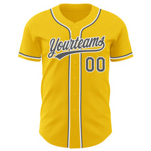 Laden Sie das Bild in den Galerie-Viewer, Custom Yellow Steel Gray-White Authentic Baseball Jersey