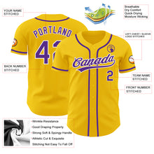 Load image into Gallery viewer, Custom Yellow Purple-White Authentic Baseball Jersey