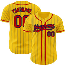 Загрузить изображение в средство просмотра галереи, Custom Yellow Navy Pinstripe Red Authentic Baseball Jersey