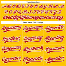Load image into Gallery viewer, Custom Yellow Black Pinstripe Red-White Authentic Baseball Jersey