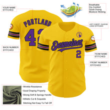 Load image into Gallery viewer, Custom Yellow Purple-Black Authentic Baseball Jersey
