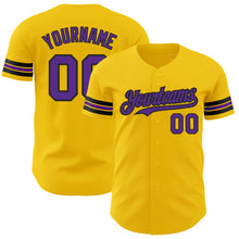 Load image into Gallery viewer, Custom Yellow Purple-Black Authentic Baseball Jersey
