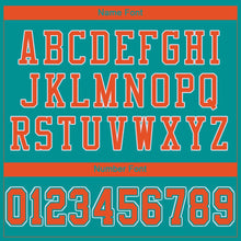 Laden Sie das Bild in den Galerie-Viewer, Custom Aqua Orange-White Mesh Authentic Football Jersey