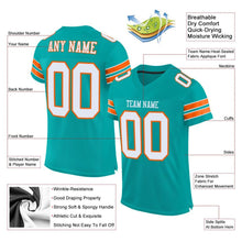 Load image into Gallery viewer, Custom Aqua White-Orange Mesh Authentic Football Jersey