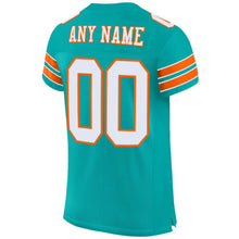 Load image into Gallery viewer, Custom Aqua White-Orange Mesh Authentic Football Jersey