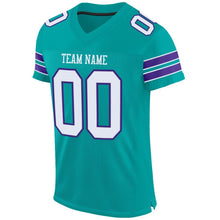Загрузить изображение в средство просмотра галереи, Custom Aqua White-Purple Mesh Authentic Football Jersey