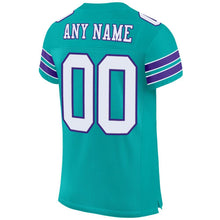 Загрузить изображение в средство просмотра галереи, Custom Aqua White-Purple Mesh Authentic Football Jersey